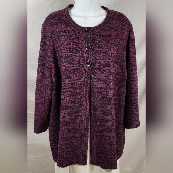Kim Rogers Sweaters - KIM ROGERS Plus Size Button Sweater | Purple | Size 2X or Size 20/22W